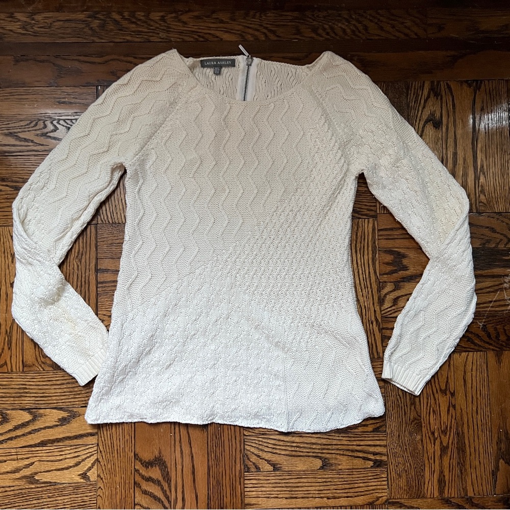 Laura Ashley spring sweater, unique combination of different knit patterns
